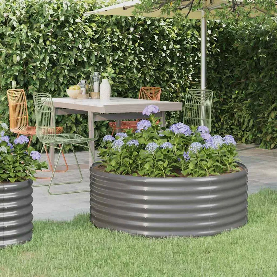Lit surélevé de jardin Acier galvanisé 100x100x36cm gris