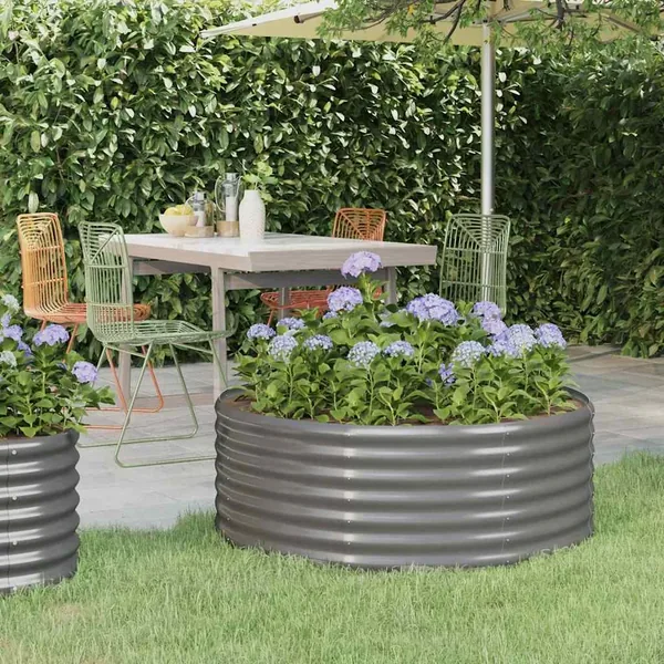 Lit surélevé de jardin Acier galvanisé 100x100x36cm gris