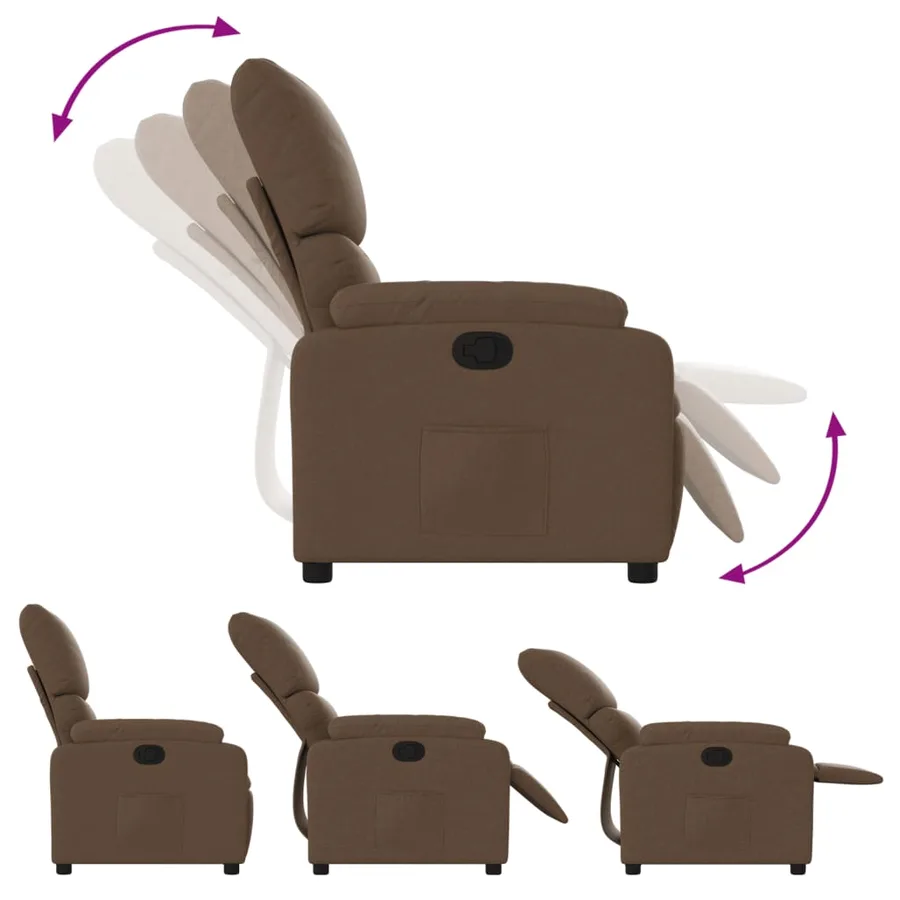Fauteuil inclinable Marron Tissu - 6