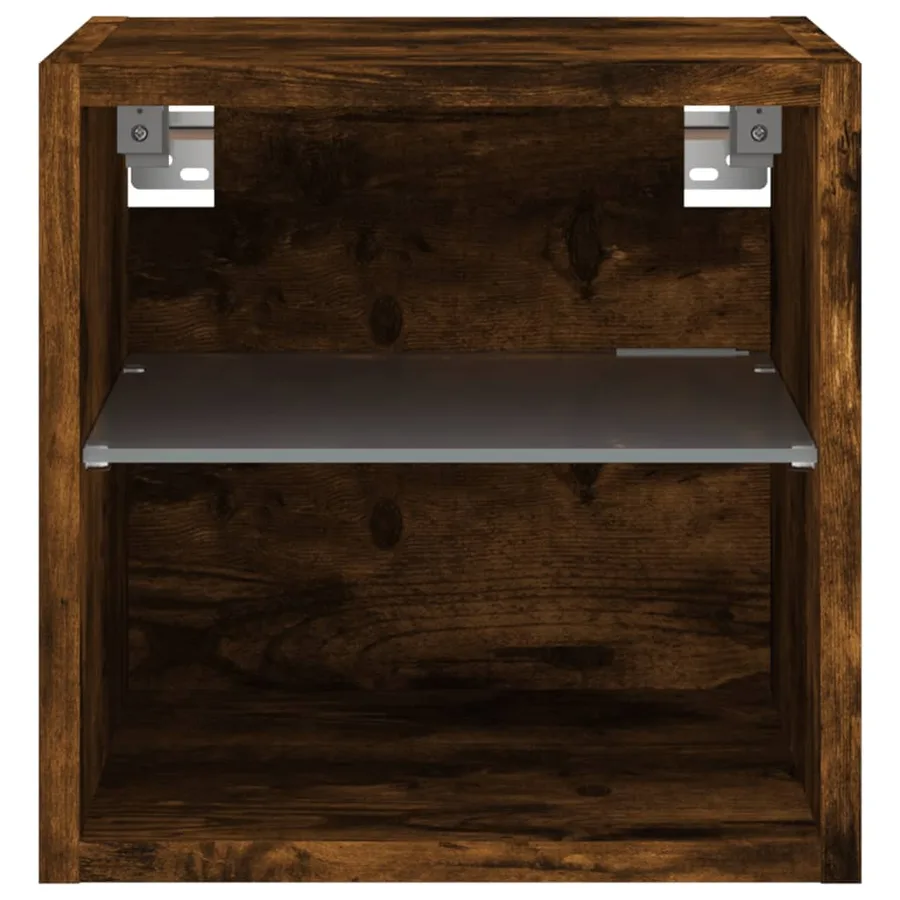 Meuble TV mural avec lumières LED chêne fumé 30x28,5x30 cm - 7