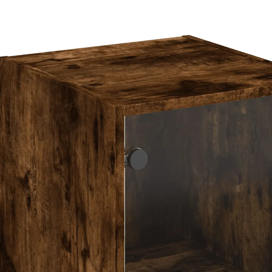 Buffet avec portes en verre chêne fumé 35x37x142 cm - 10