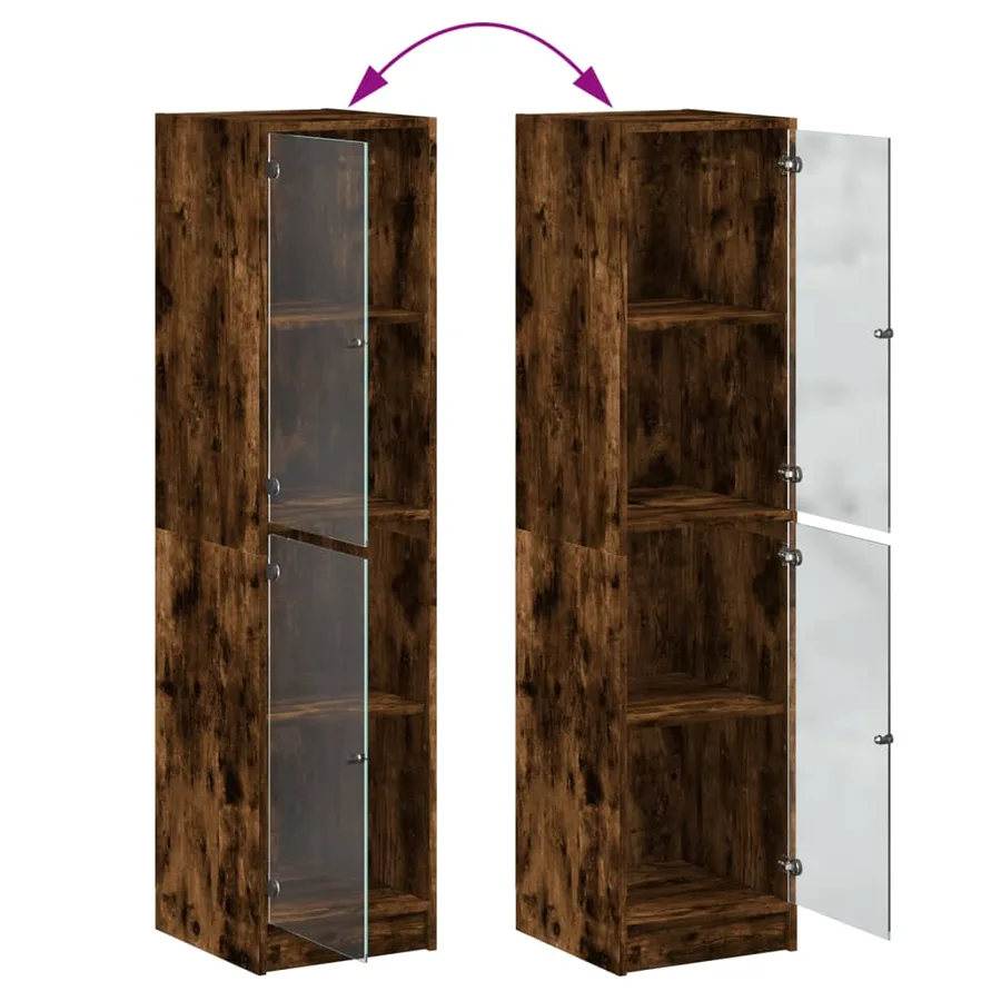 Buffet avec portes en verre chêne fumé 35x37x142 cm - 9