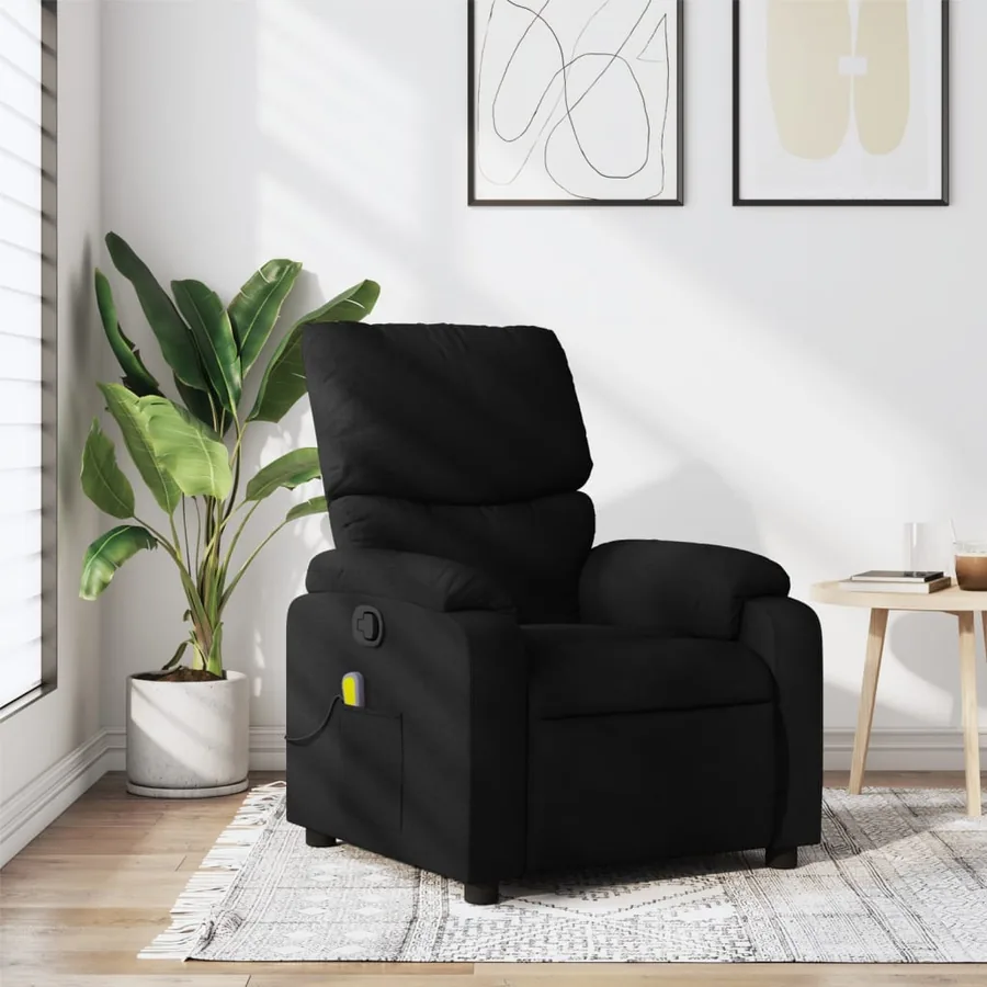 Fauteuil de massage inclinable noir tissu