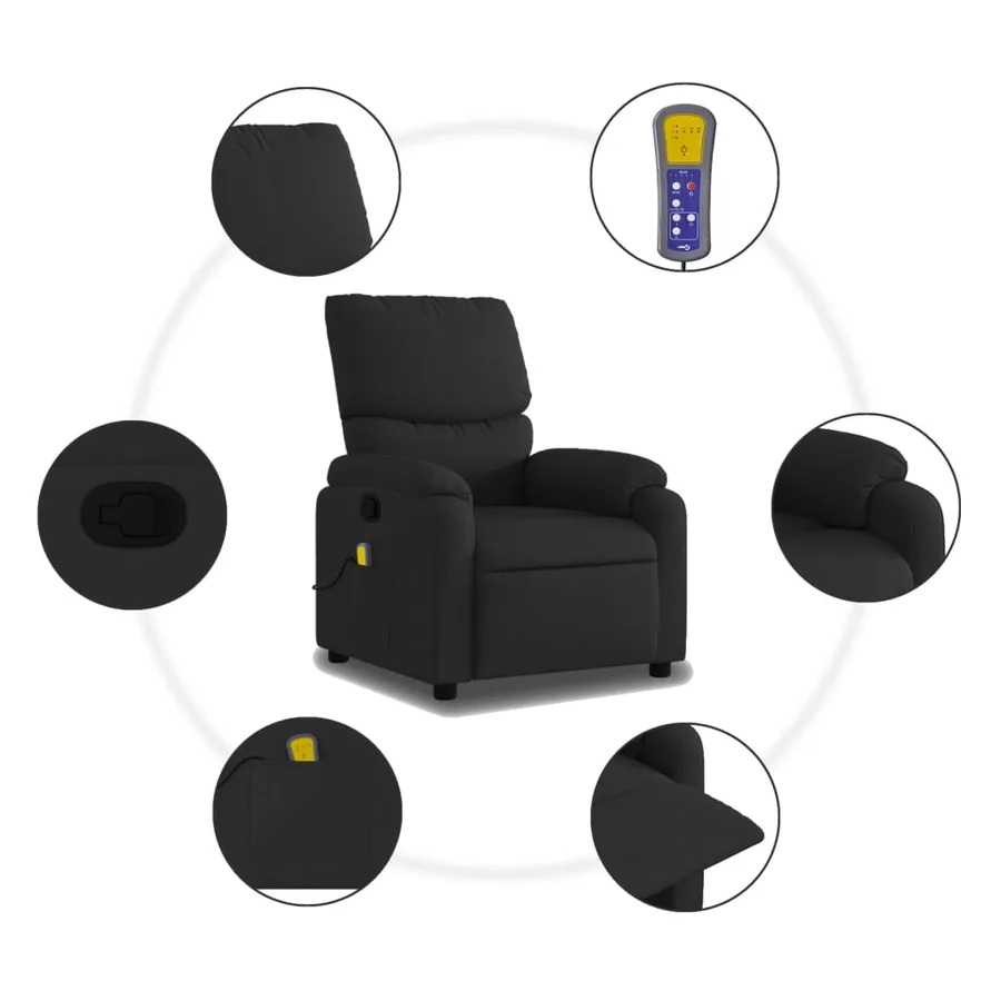 Fauteuil de massage inclinable noir tissu - 6