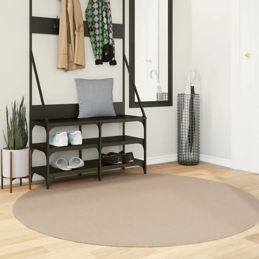 Tapis HUARTE à poils courts doux et lavable sable Ø 160 cm