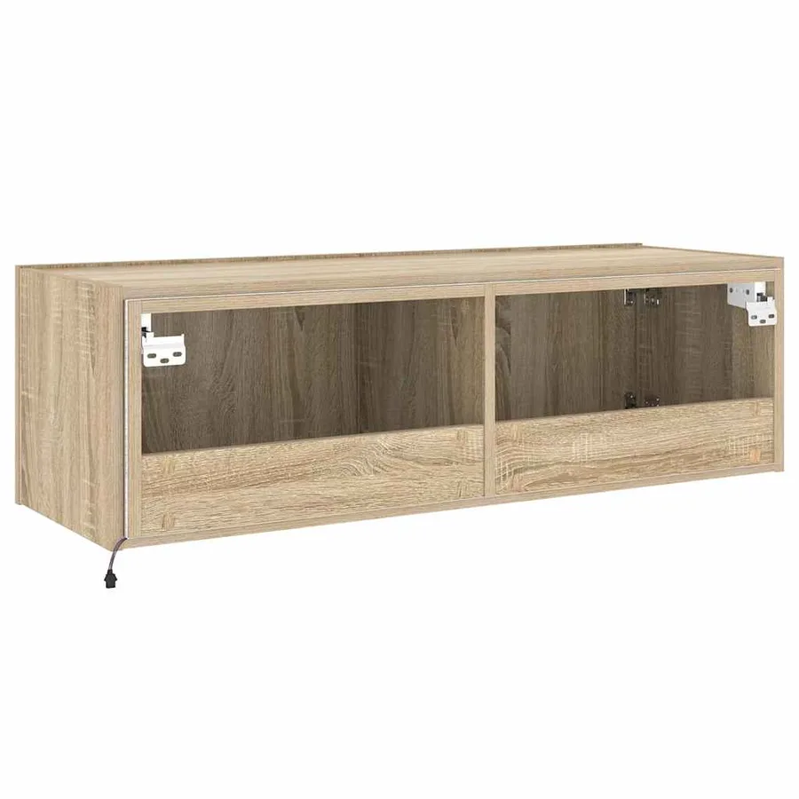 Meuble TV mural avec lumières LED chêne sonoma 100x35x31 cm - 11