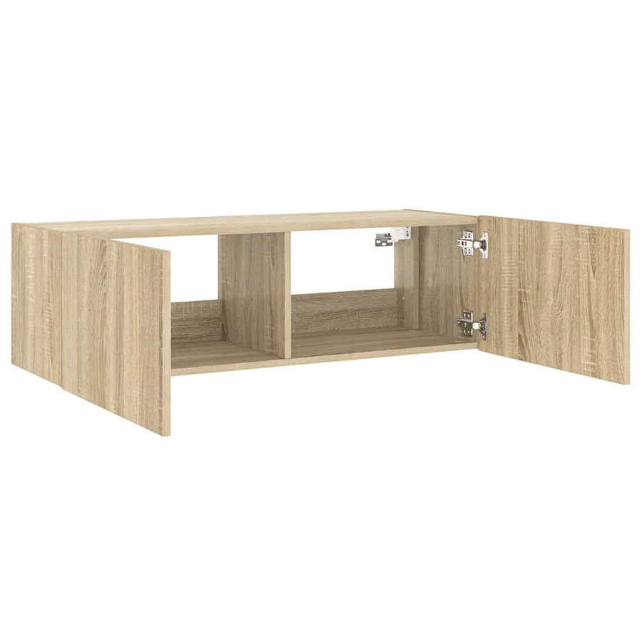 Meuble TV mural avec lumières LED chêne sonoma 100x35x31 cm - 8