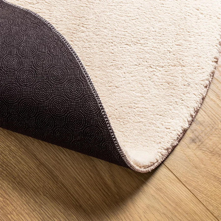 Tapis HUARTE à poils courts doux et lavable beige Ø 100 cm - 5