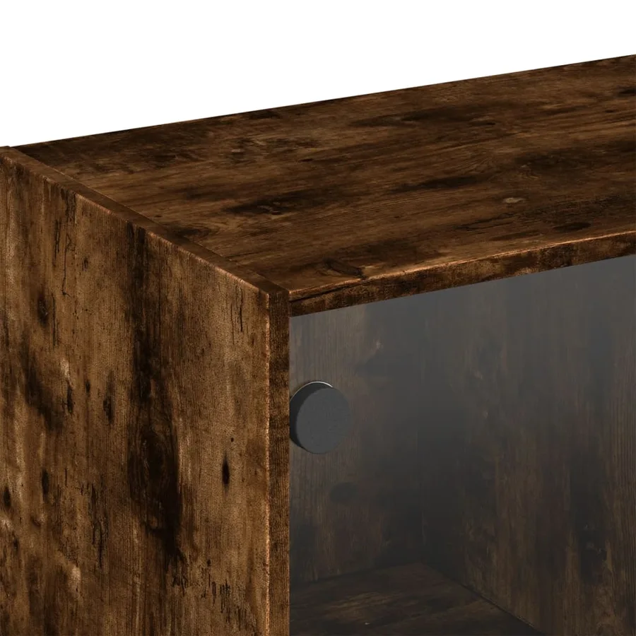 Armoire murale avec portes en verre chêne fumé 102x37x35 cm - 9
