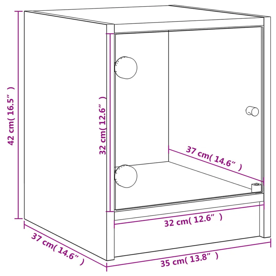 Tables de chevet et portes vitrées 2pcs chêne marron 35x37x42cm - 12