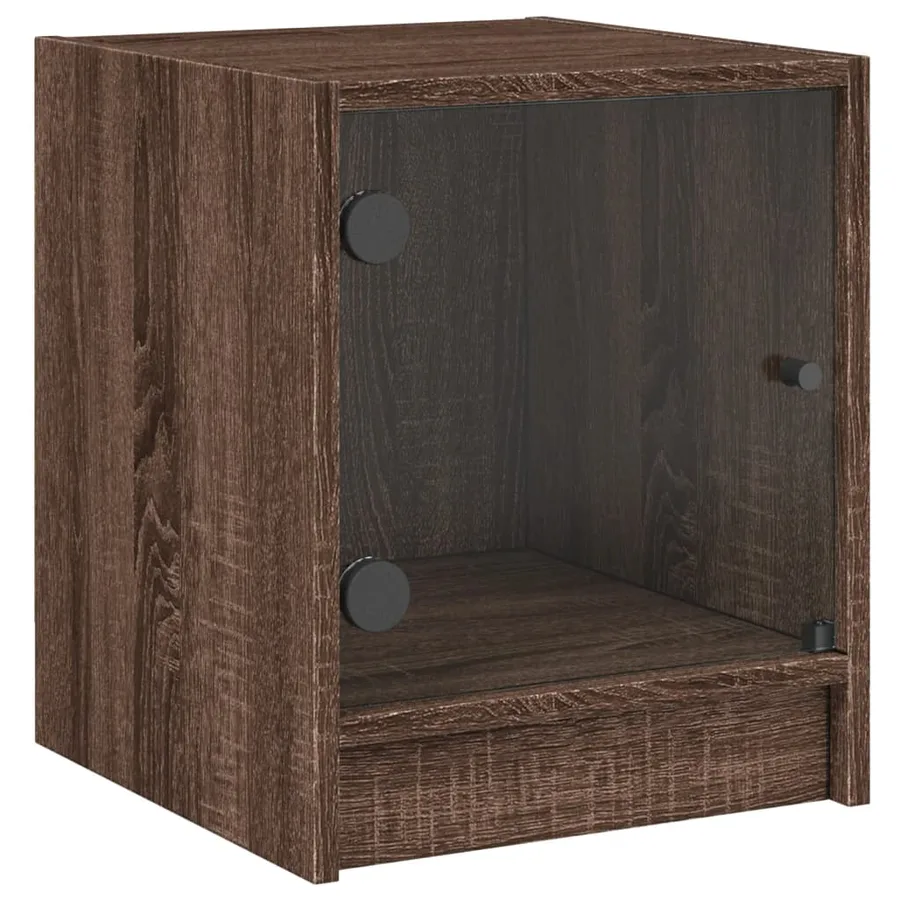 Tables de chevet et portes vitrées 2pcs chêne marron 35x37x42cm - 6
