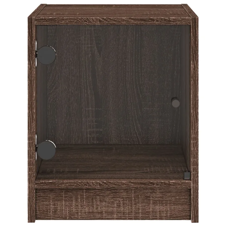 Tables de chevet et portes vitrées 2pcs chêne marron 35x37x42cm - 7