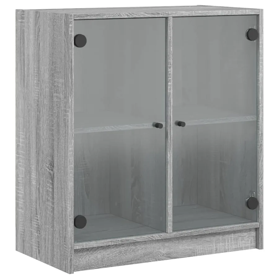 Armoire latérale avec portes en verre sonoma gris 68x37x75,5 cm - 2