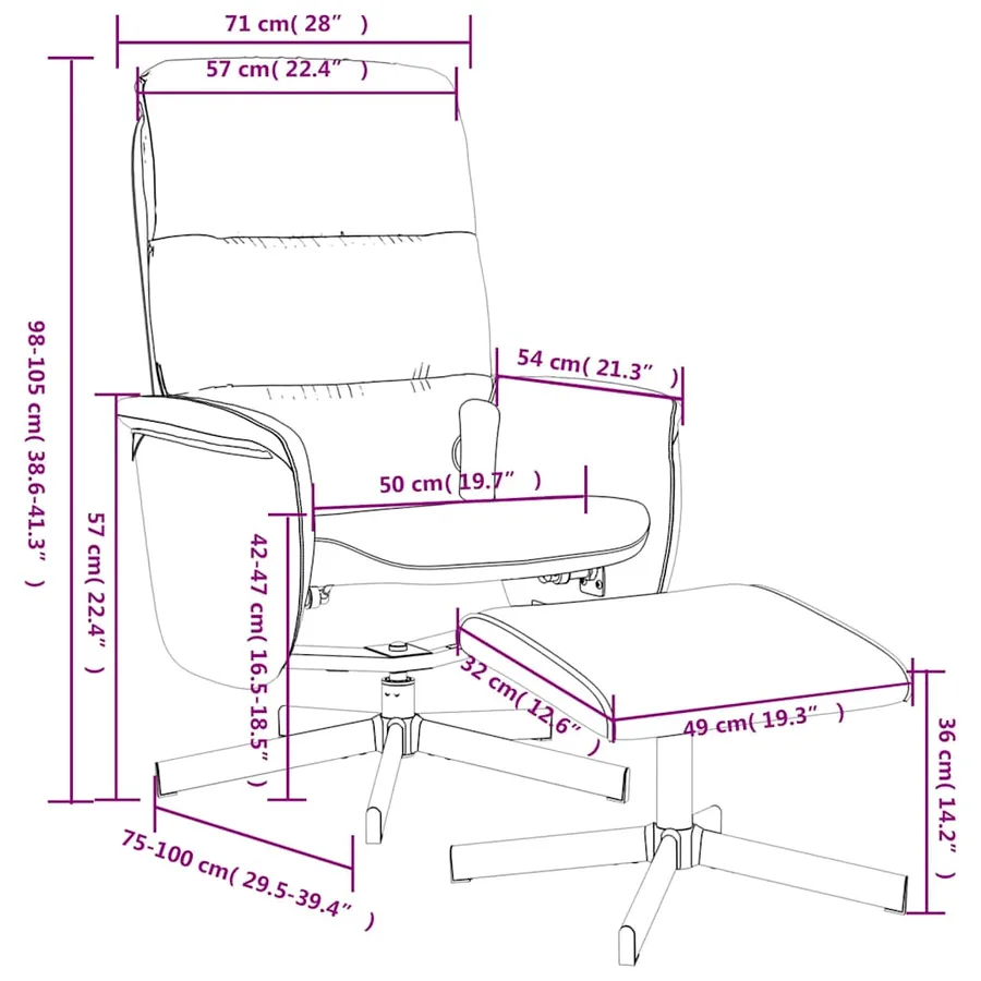 Fauteuil de massage inclinable avec repose-pied noir tissu - 10