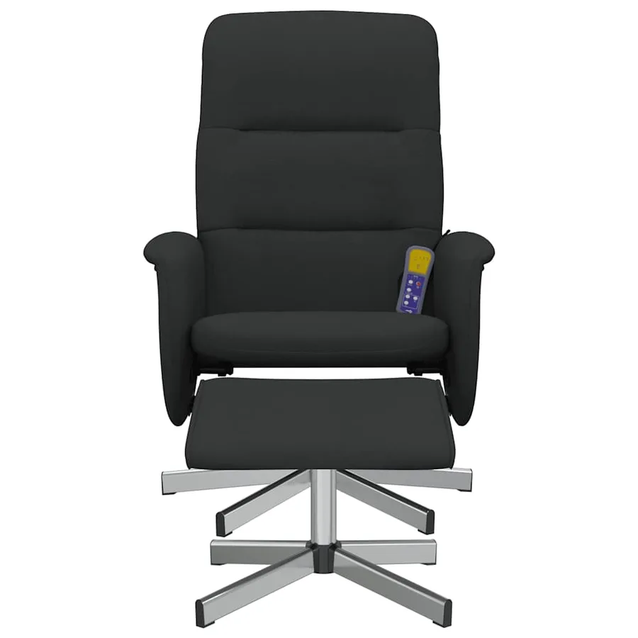 Fauteuil de massage inclinable avec repose-pied noir tissu - 3