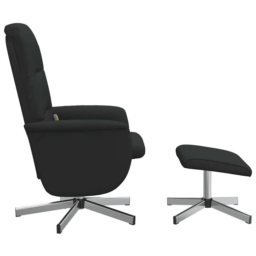 Fauteuil de massage inclinable avec repose-pied noir tissu - 4