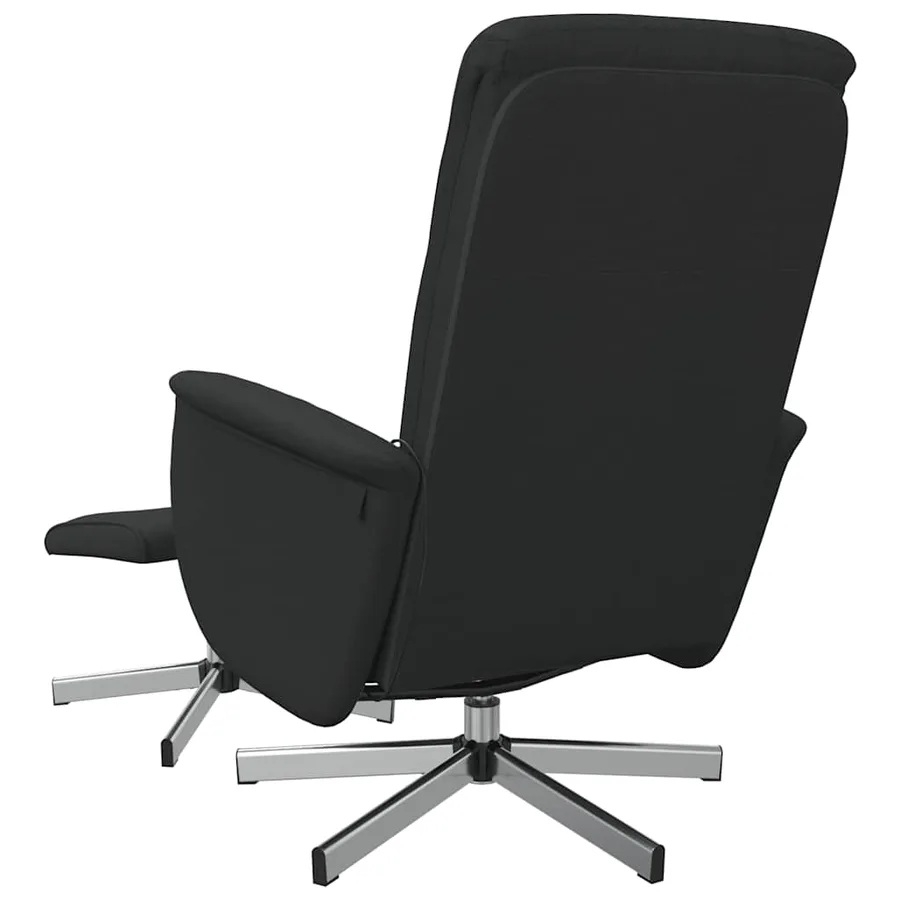 Fauteuil de massage inclinable avec repose-pied noir tissu - 5