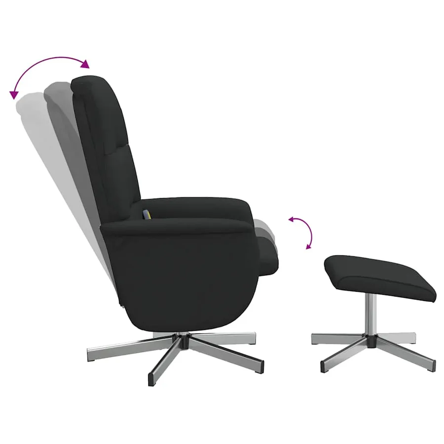 Fauteuil de massage inclinable avec repose-pied noir tissu - 6