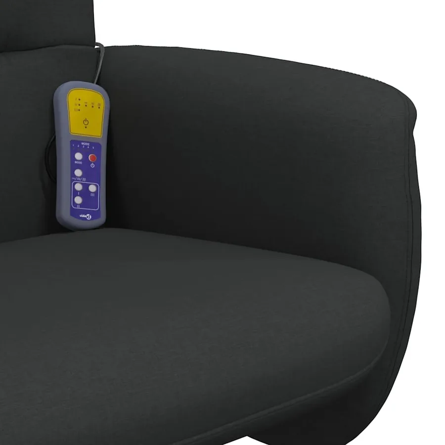 Fauteuil de massage inclinable avec repose-pied noir tissu - 7