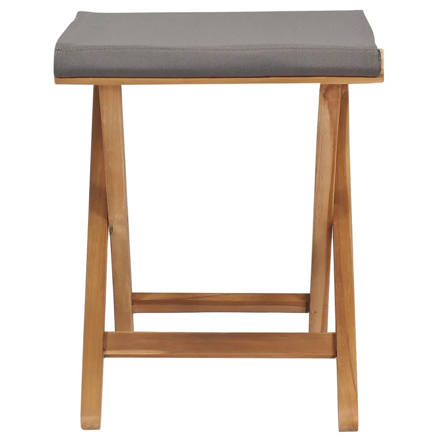 Chaises pliables lot de 2 Bois teck solide et tissu Gris foncé - 4