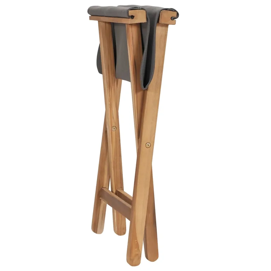 Chaises pliables lot de 2 Bois teck solide et tissu Gris foncé - 5