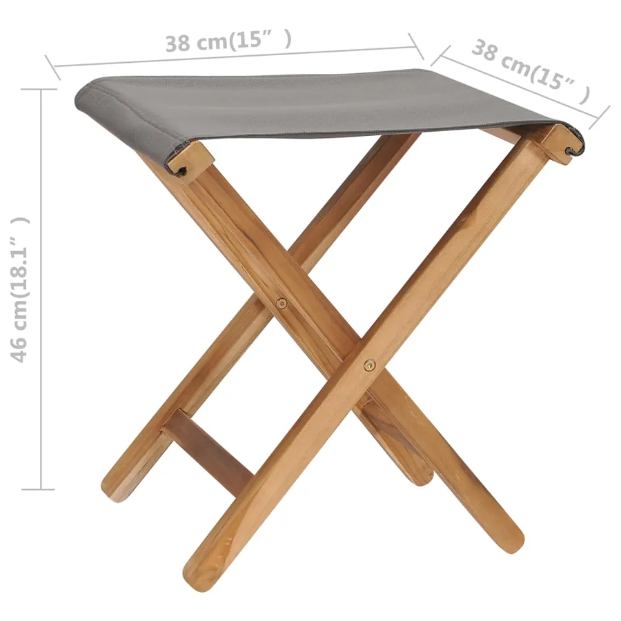 Chaises pliables lot de 2 Bois teck solide et tissu Gris foncé - 7