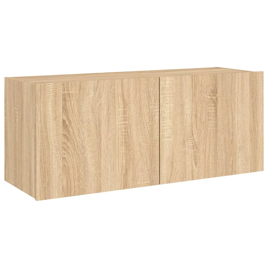 Meuble TV mural avec lumières LED chêne sonoma 100x35x41 cm - 3