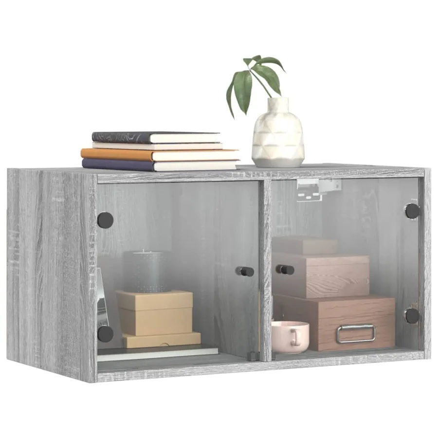Armoires murales portes vitrées 2 pcs sonoma gris 68,5x37x35 cm - 4
