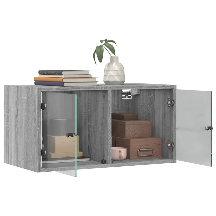 Armoires murales portes vitrées 2 pcs sonoma gris 68,5x37x35 cm - 5