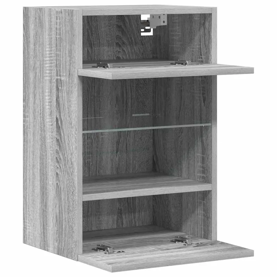 Meubles muraux avec lumières LED pour TV 2pcs sonoma gris 40x30x60,5cm - 7