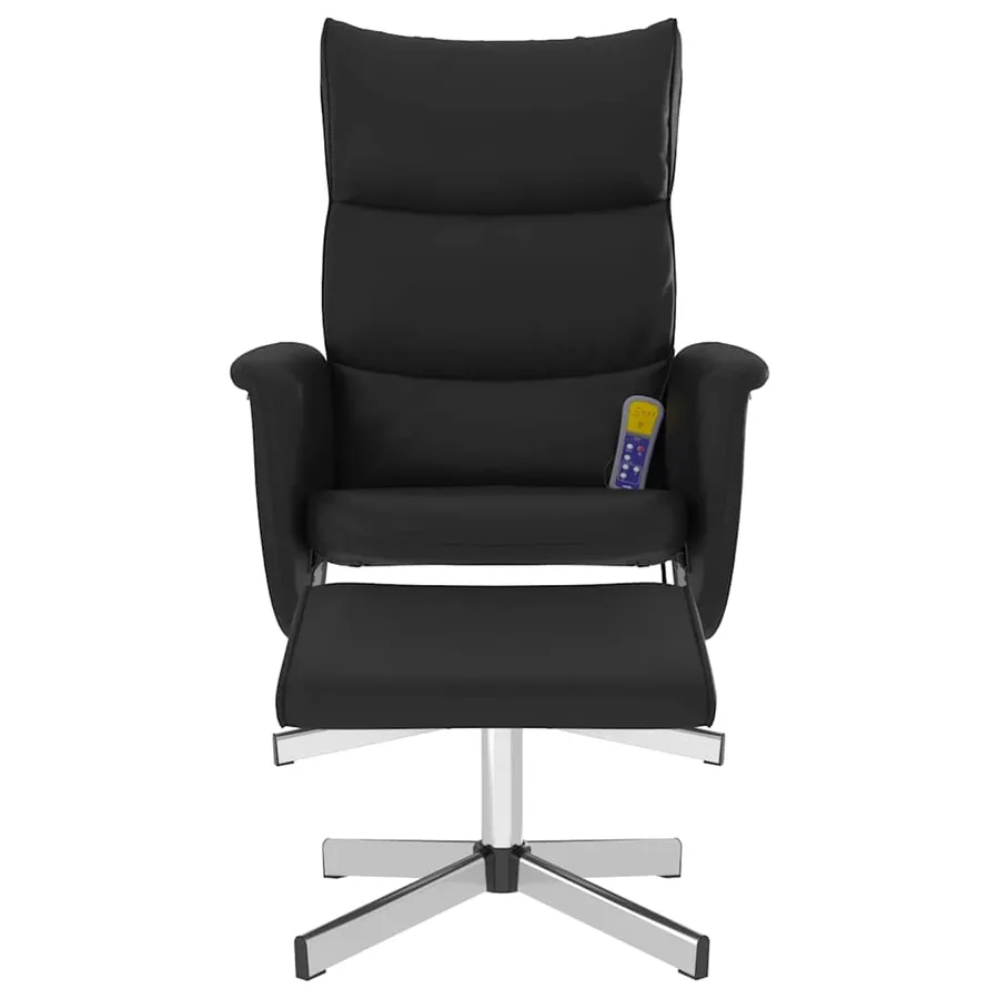 Fauteuil inclinable de massage avec repose-pied noir similicuir - 4