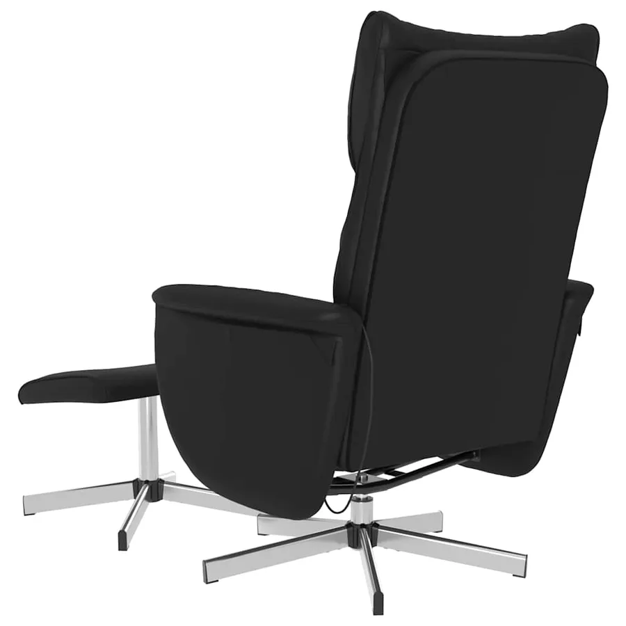 Fauteuil inclinable de massage avec repose-pied noir similicuir - 6