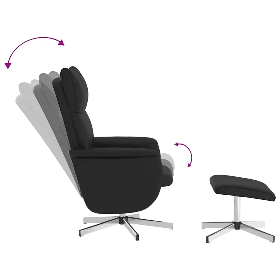 Fauteuil inclinable de massage avec repose-pied noir similicuir - 7