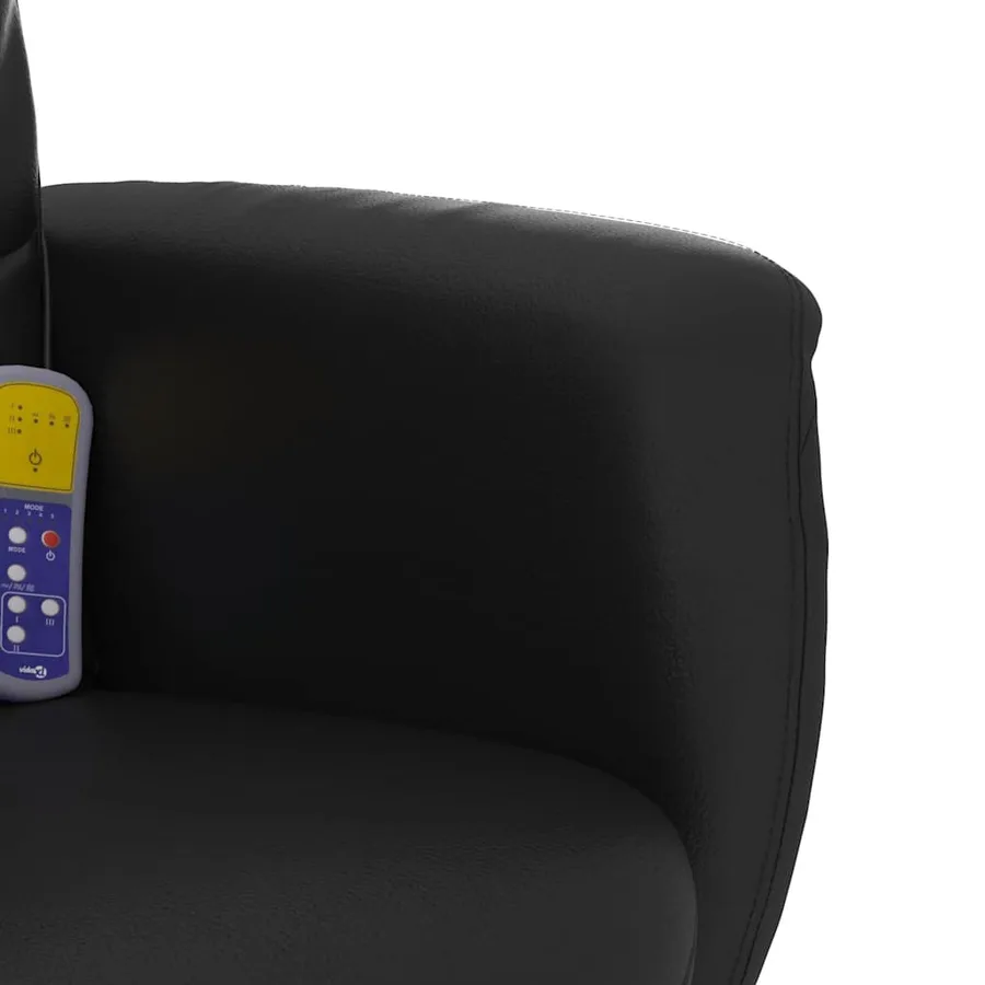 Fauteuil inclinable de massage avec repose-pied noir similicuir - 8