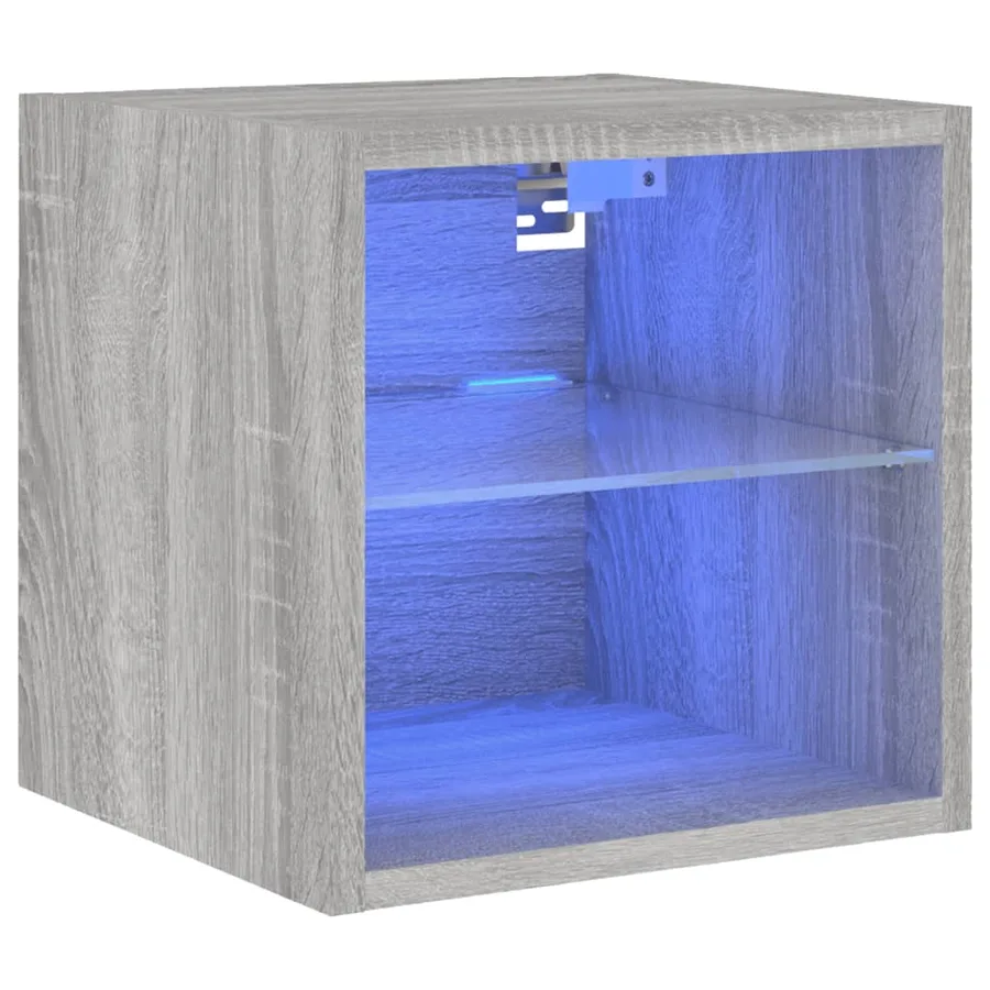 Meuble TV mural avec lumières LED sonoma gris 30x28,5x30 cm - 2