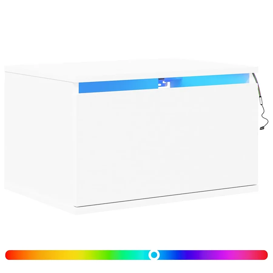 Tables de chevet murales avec lumières LED 2 pcs blanc - 2
