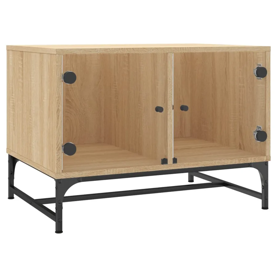 Table basse avec portes en verre chêne sonoma 68,5x50x50 cm - 2