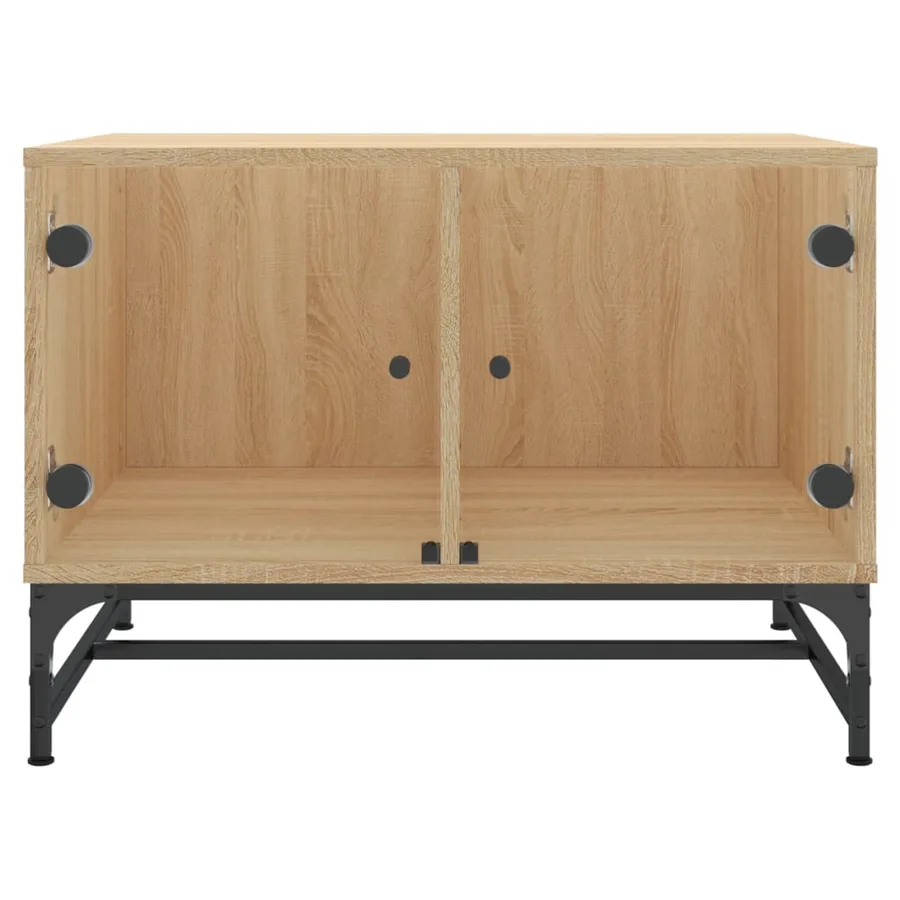 Table basse avec portes en verre chêne sonoma 68,5x50x50 cm - 5