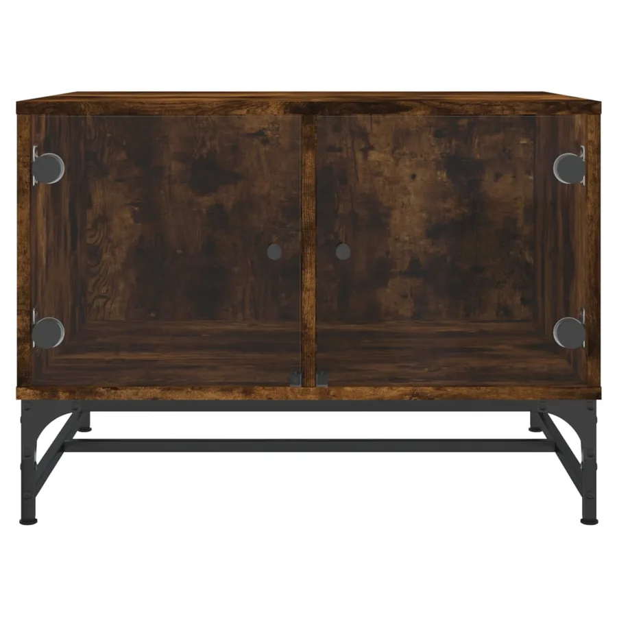 Table basse avec portes en verre chêne fumé 68,5x50x50 cm - 5