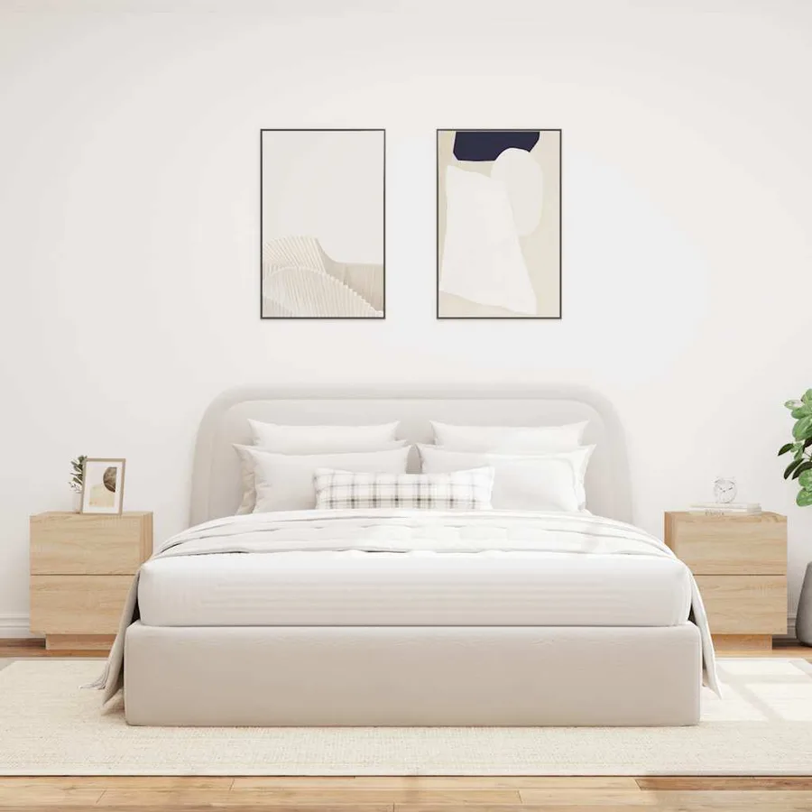 Armoires de chevet et lumières LED 2 pcs chêne sonoma - 3