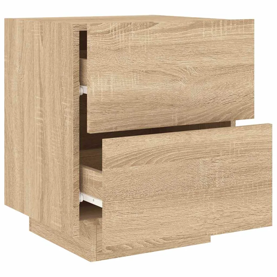 Armoires de chevet et lumières LED 2 pcs chêne sonoma - 7