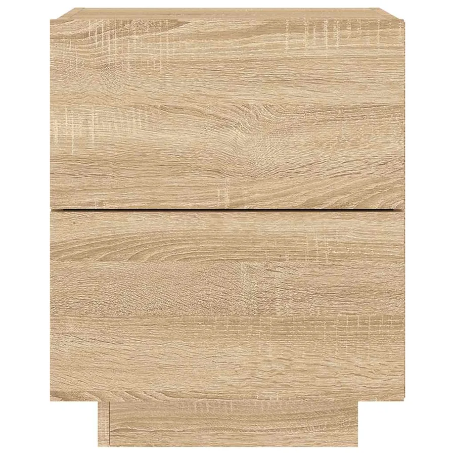 Armoires de chevet et lumières LED 2 pcs chêne sonoma - 8