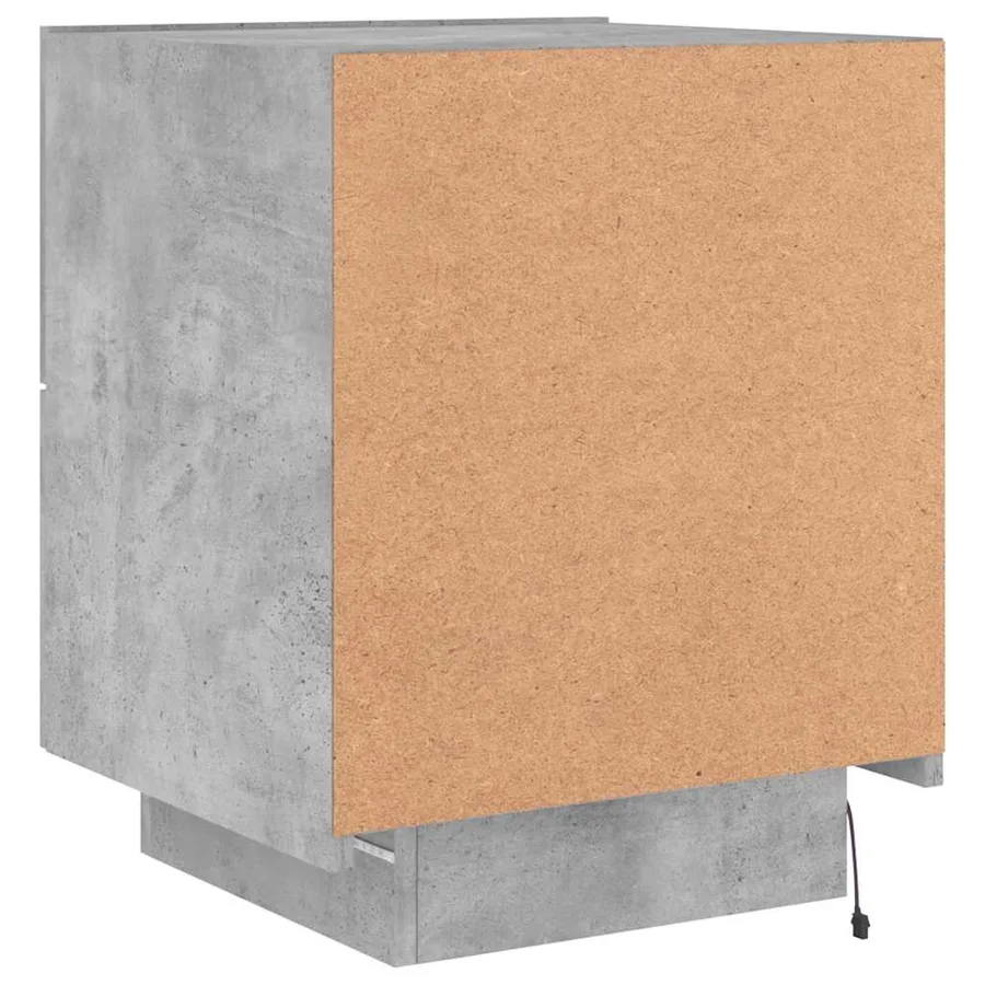 Armoires de chevet et lumières LED 2 pcs gris béton - 10