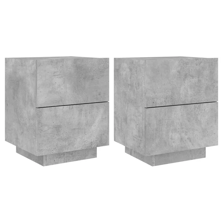Armoires de chevet et lumières LED 2 pcs gris béton - 2