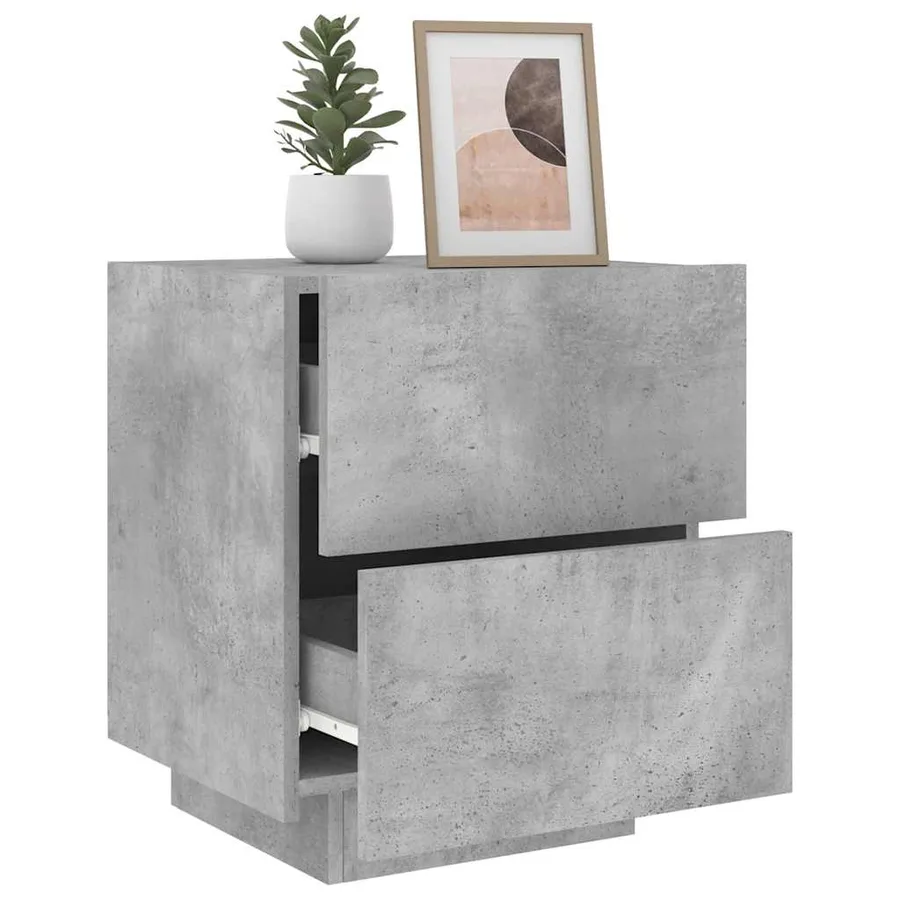Armoires de chevet et lumières LED 2 pcs gris béton - 4