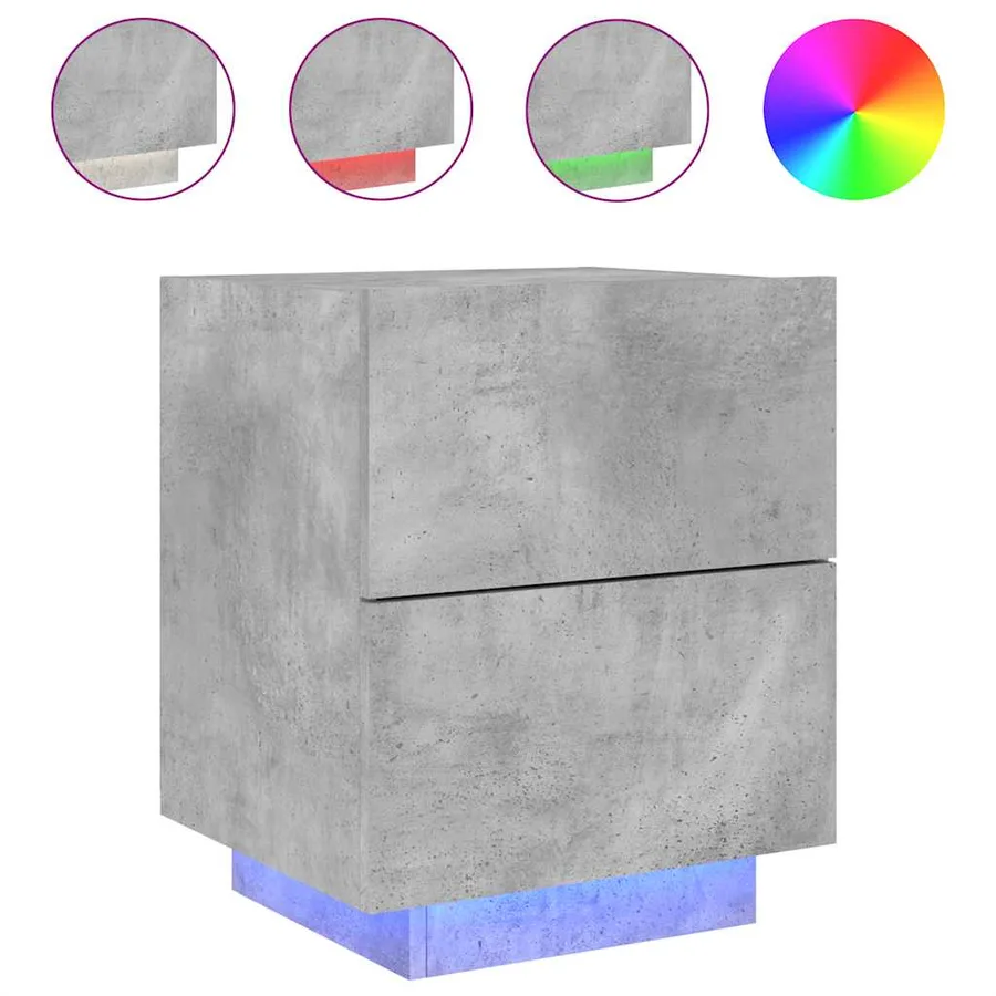 Armoires de chevet et lumières LED 2 pcs gris béton - 5