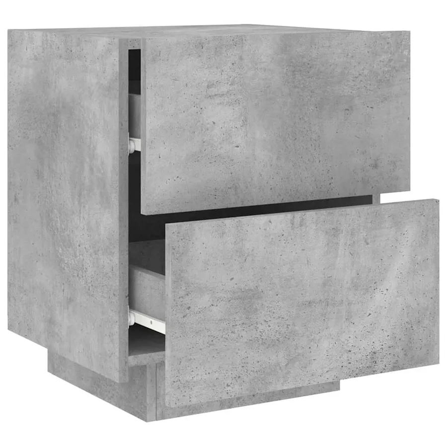 Armoires de chevet et lumières LED 2 pcs gris béton - 7