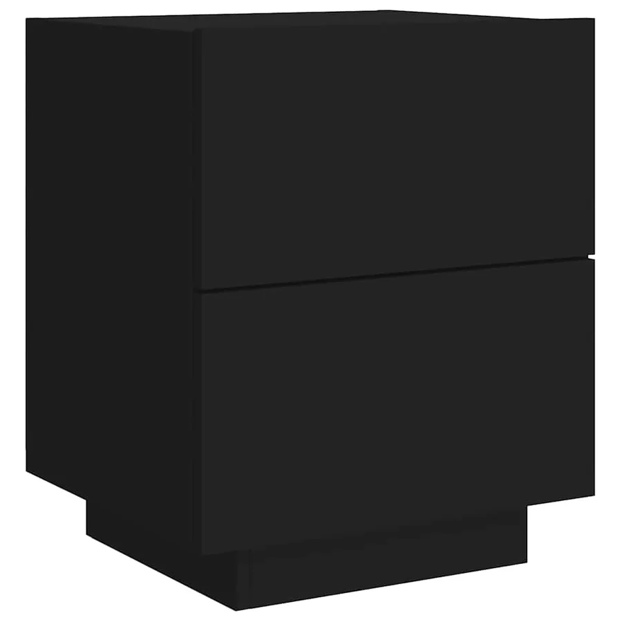 Armoire de chevet avec lumières LED noir bois d'ingénierie - 3