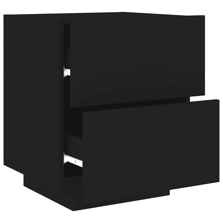 Armoire de chevet avec lumières LED noir bois d'ingénierie - 6