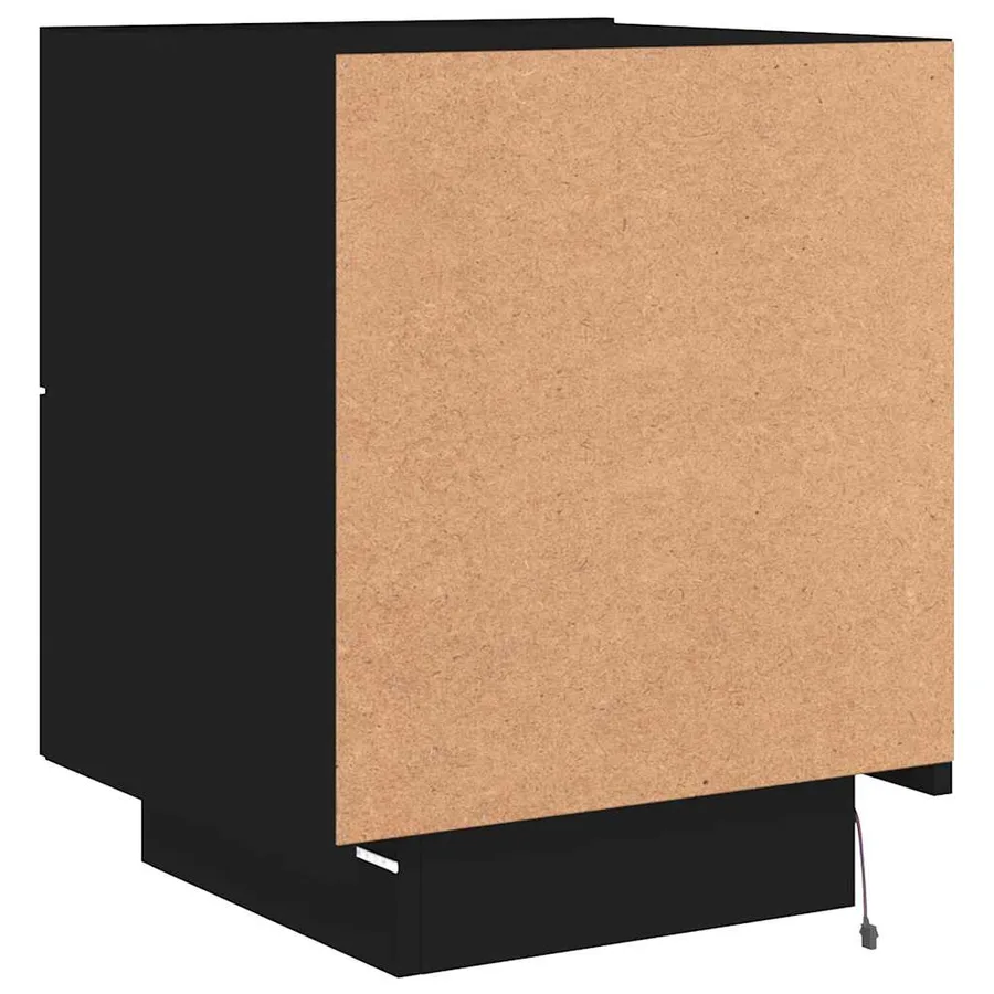 Armoire de chevet avec lumières LED noir bois d'ingénierie - 9